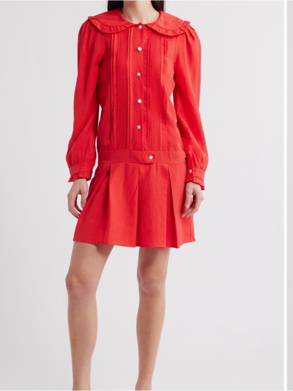 NWT Sister Jane Red Ruffle Mini Dress with Jewel Buttons